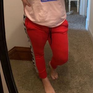 VICTORIA SECRET PINK WOMENS JOGGERS RED